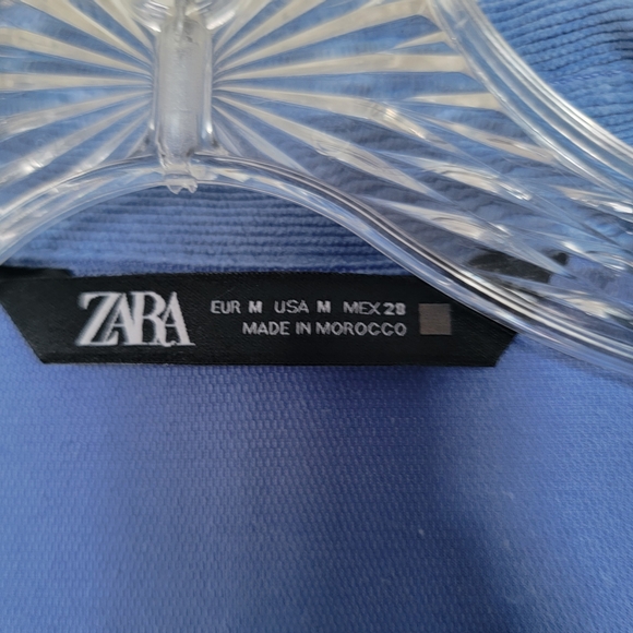 Zara Oversized Corduroy Light Blue Casual Button Up Shirt Size Medium - Picture 6 of 13